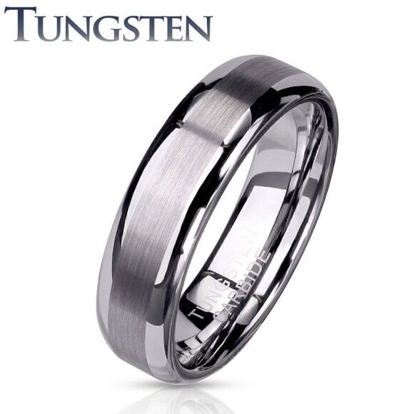 Men's Real Two Tone Silver Tungsten Wedding Ring - Two Tone Wedding Ring Guys - Picture 10 of 10